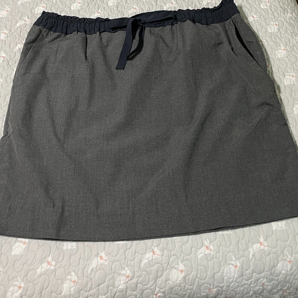 Gap Paperbag Waist Lightweight Navy and Grey Mini Skirt XL NWOT